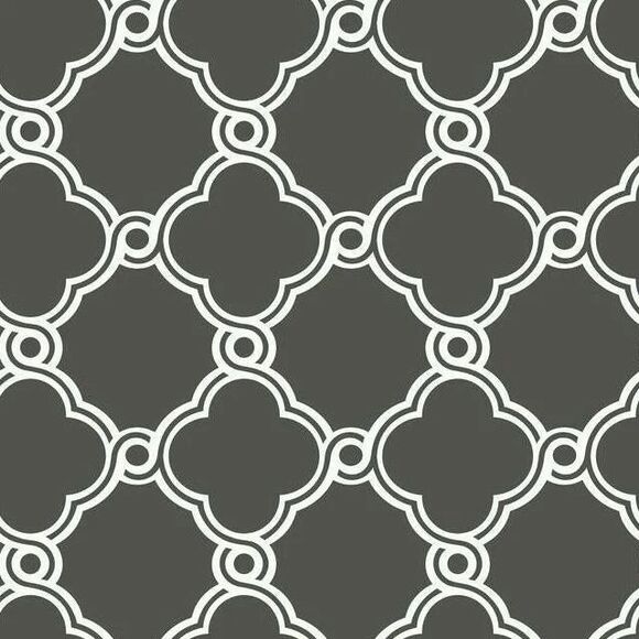 YORK Open Trellis Prepasted Wallpaper 60 sq ft Charcoal Gray White AP7490 NIP - Picture 1 of 6